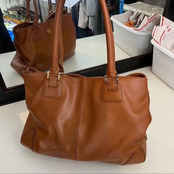 Tory Burch Robinson Brown Leather Large Tote Bag - Picture 4 of 16